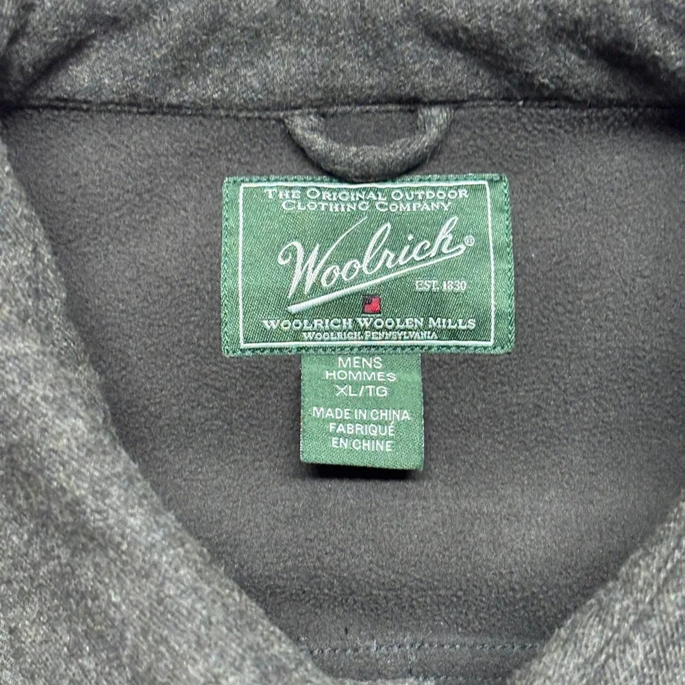 Woolrich Westridge Shirt Jacket Mens XL Gray Fleece Lined Button Down Chore EUC